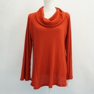 Style&Co Cowl Neck Bell Sleeve Waffle Knit Sweater
